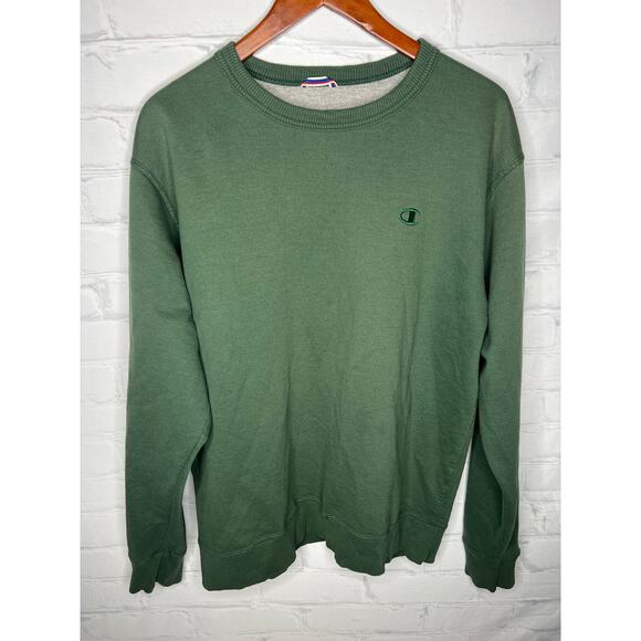 Old-school style Champion Crewneck Sweatshirt Sz Large Green - Picture 1 of 6